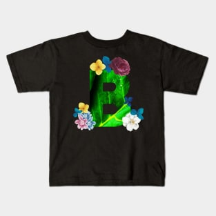 Floral Letter B Kids T-Shirt